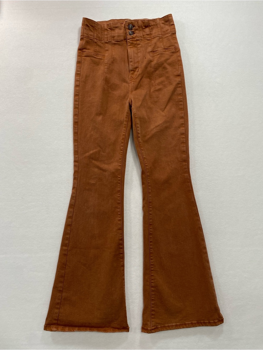 Free People We The Free Jayde High Rise Flare Jeans 29 Rust Orange Boho Hippie - Picture 5 of 12